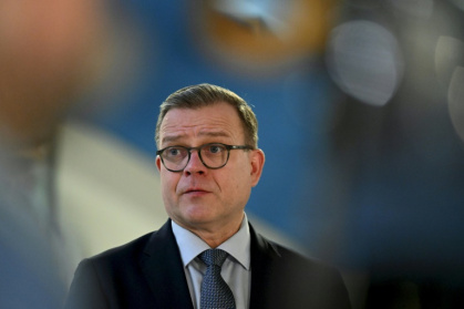 Le Premier ministre finlandais Petteri Orpo lors d'une conférence de presse à Helsinki, le 26 décembre 2024