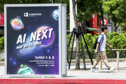 Affiche du salon Computex, le 16 mai 2025 à Taipei - I-Hwa Cheng (AFP) Affiche du salon Computex, le 16 mai 2025 à Taipei - I-Hwa Cheng (AFP)