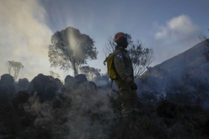 Un pompier à Itatiaia, au Brésil le 15 juin 2024 - Ernesto CARRICO (AFP) Un pompier à Itatiaia, au Brésil le 15 juin 2024 - Ernesto CARRICO (AFP)