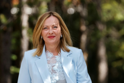 La Première ministre italienne Giorgia Meloni arrive au sommet du G7 à Kananaskis, au Canada, le 16 juin 2025 - Ludovic MARIN (AFP)