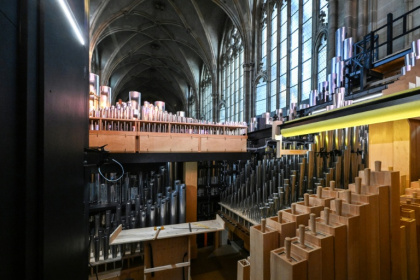 Les tuyaux du nouvel orgue de la cathédrale Saint-Guy à Prague, le 5 novembre 2025 en République tchèque - Michal Cizek (AFP)