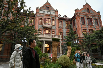 Les bâtiments d'une bibliothèque de l'université Jiaotong de Shanghai, en Chine, le 31 décembre 2025 - Jade GAO (AFP)