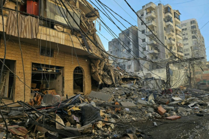 Destructions après un bombardement israélien contre la banlieue sud de Beyrouth, le 8 mars 2026 - - (AFP)