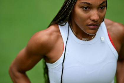 La sauteuse en longueur américaine Tara Davis-Woodhall, le 12 septembre 2025 à Tokyo - FRANCK FIFE (AFP)
