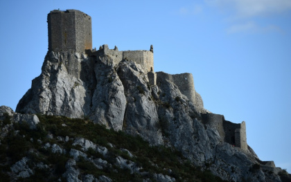 Photo prise le 25 juillet 2015 du château de Quéribus, un ancien "château  cathare" à Cucugnan, dans l'Aude - STEPHANE DE SAKUTIN (AFP)
